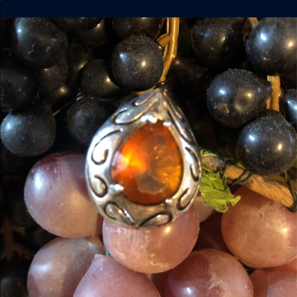 Rare Fancy Cut Imperial Topaz Sterling Silver Ring